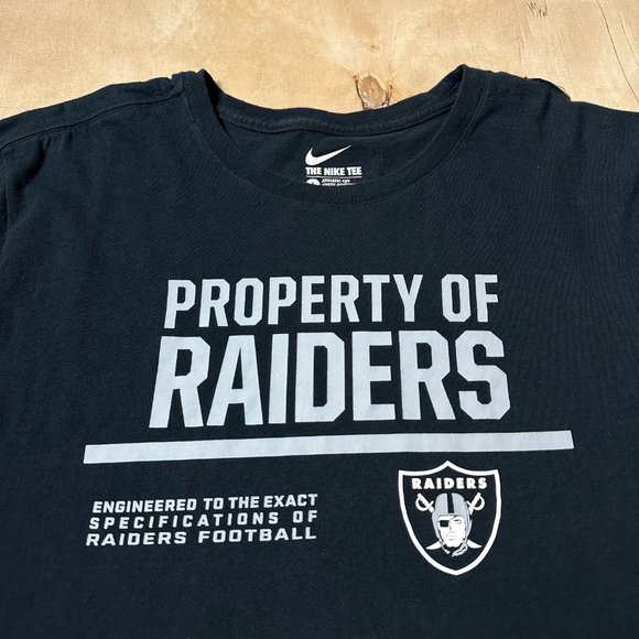 Nike Tee Men's Large Property of Raiders Black NFL Football Athletic Cut T-Shirt - Picture 2 of 5